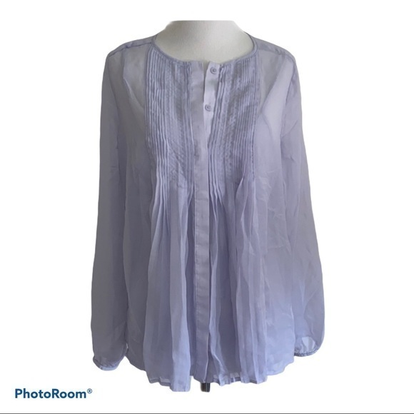 🎀 Daisy‎ Fuentes women’s small purple pleated blouse - Picture 1 of 8